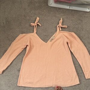 LOFT Peach Sweater with Tie Straps